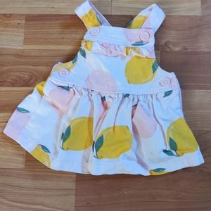 Newborn Light Pink with Lemons Denim Overall Dress